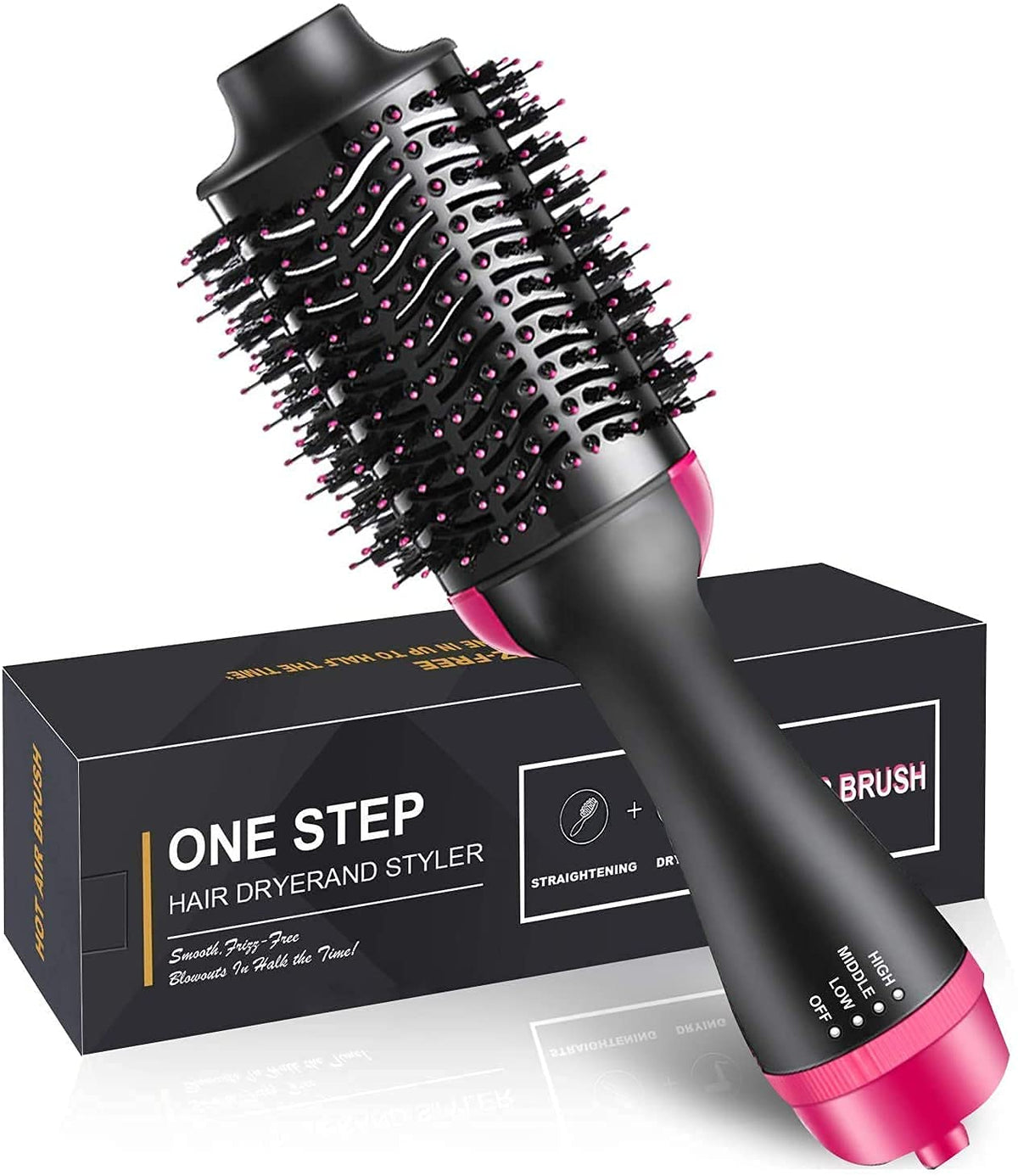 One Step Hot Air Brush 4-in-1 Hair Dryer Straightener Styler