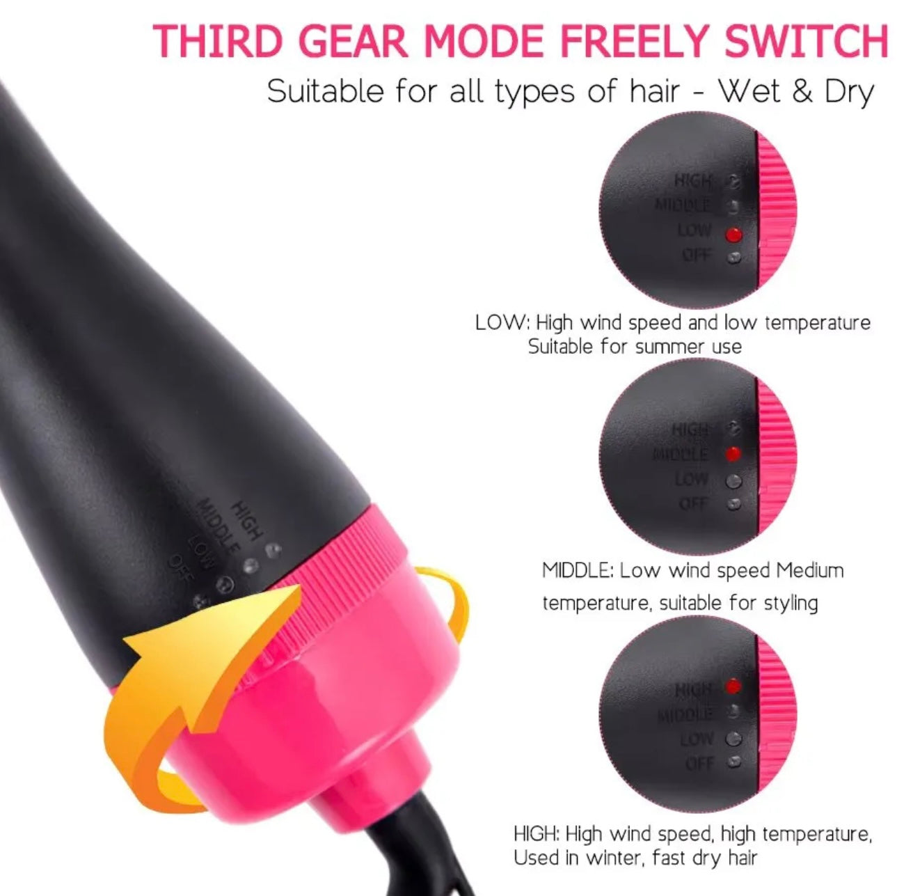 Compact lightweight hair dryer brush for daily use