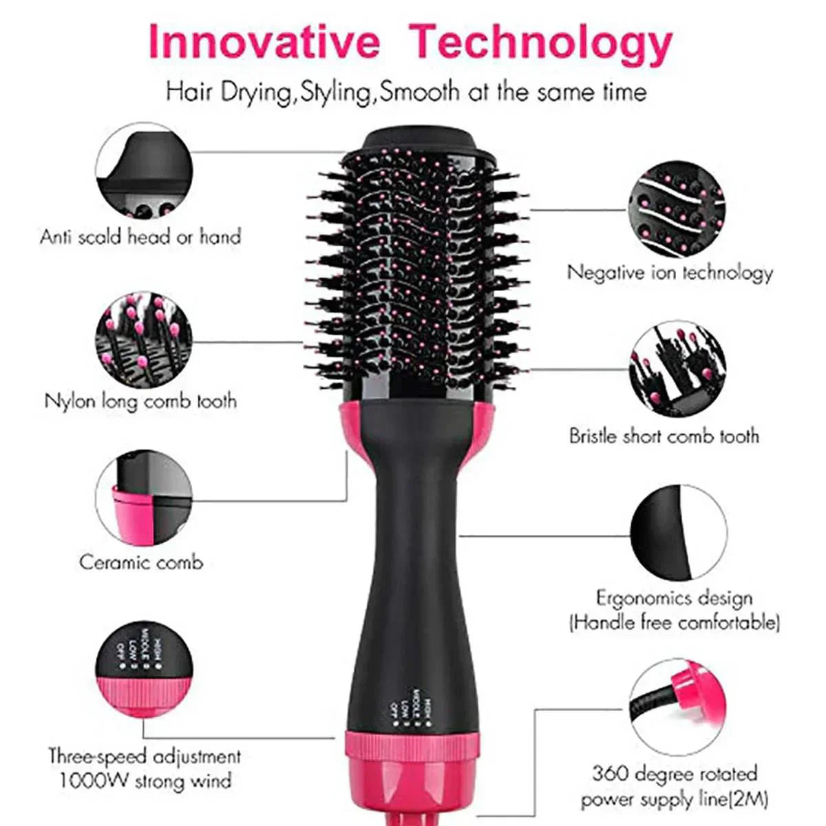 One Step Hot Air Brush hair dryer straightener